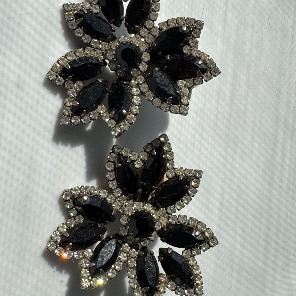Sophisticated Black and Silver Floral Earrings